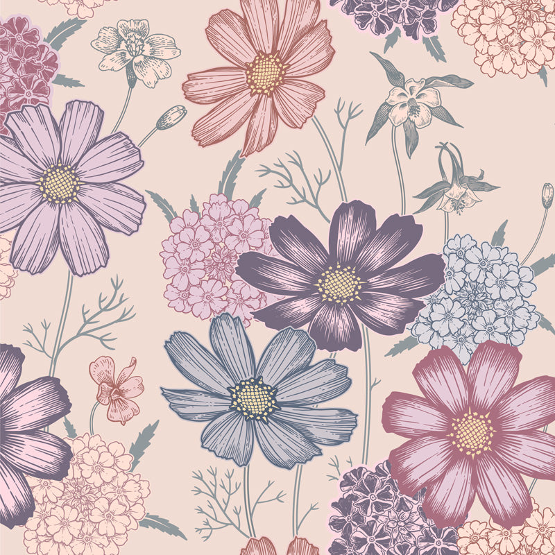 Flowers wallpaper on a beige background