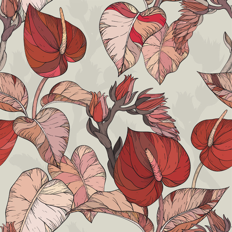 Pink Anthurium Botanical Wallpaper