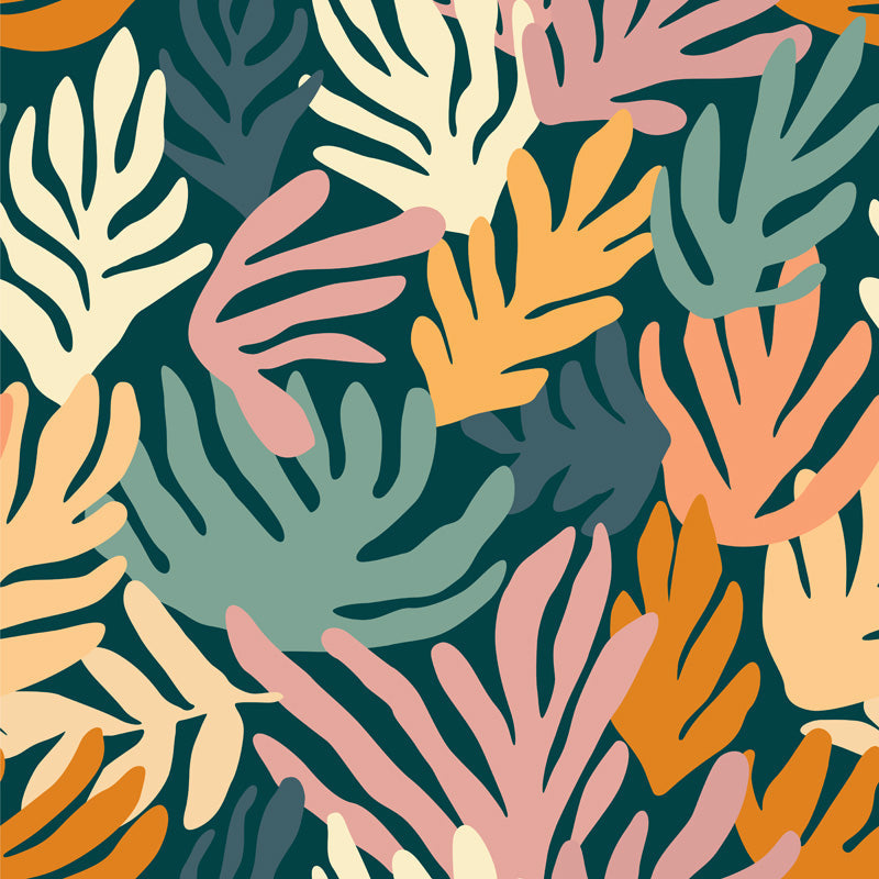 Tropical Drift – Abstract Leaf Wallpaper in Green & Blush