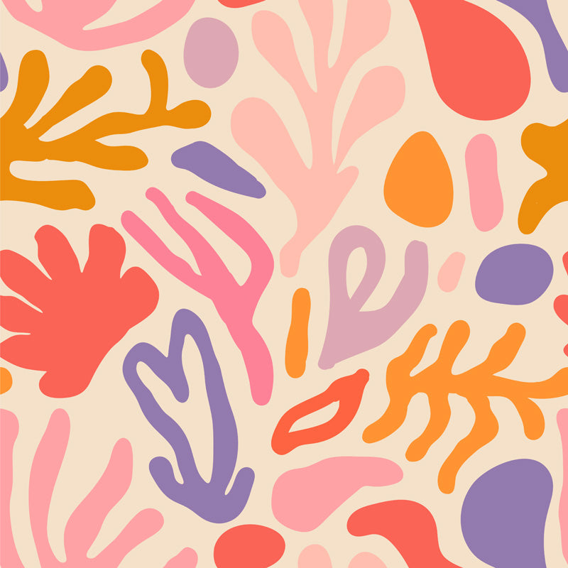 Coral Play – Abstract Floral Wallpaper in Pink, Orange & Lilac