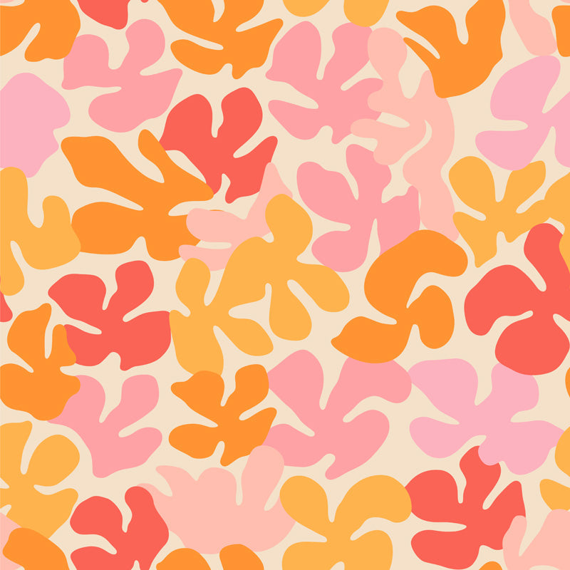 Bloom Scatter – Abstract Floral Wallpaper in Peach & Coral