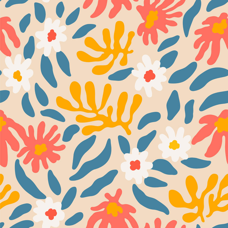 Sunny Petals – Abstract Floral Wallpaper in Warm Neutrals