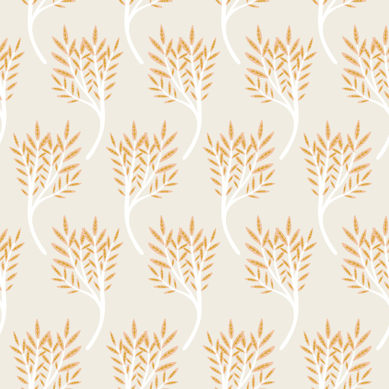 Pattern of stylized leaves on a beige background