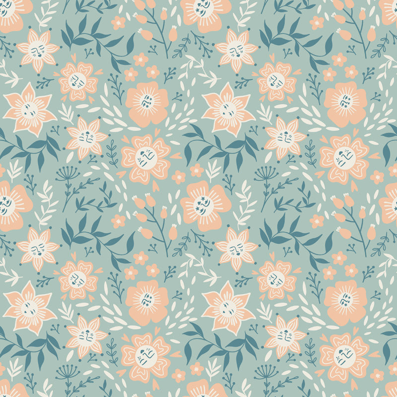 Celestial Bloom – Whimsical Floral Wallpaper in Soft Pastels