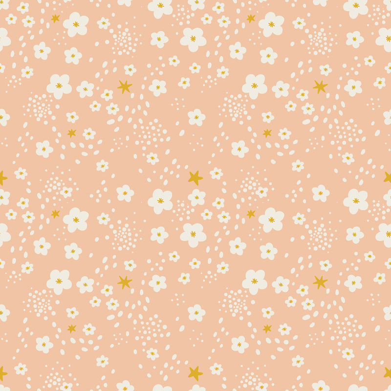 Stardust Petals – Playful Floral Wallpaper in Soft Pastels