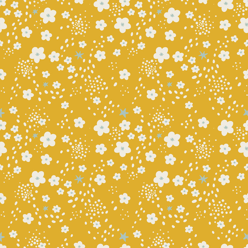 Stardust Petals – Playful Floral Wallpaper in Soft Pastels