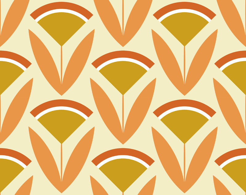 Harvest Fan – Retro Geometric Wallpaper in Warm Ochre