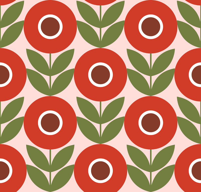 Scandi Bloom – Bold Retro Floral Wallpaper