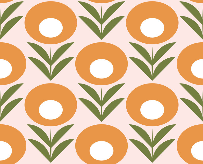 Golden Bloom – Retro Floral Wallpaper