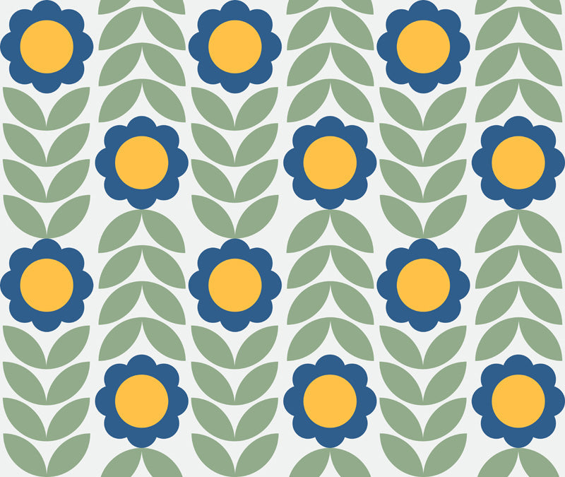 Blue Meadow – Scandinavian Floral Wallpaper