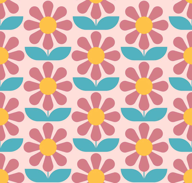 Sunny Petals – Retro Floral Wallpaper