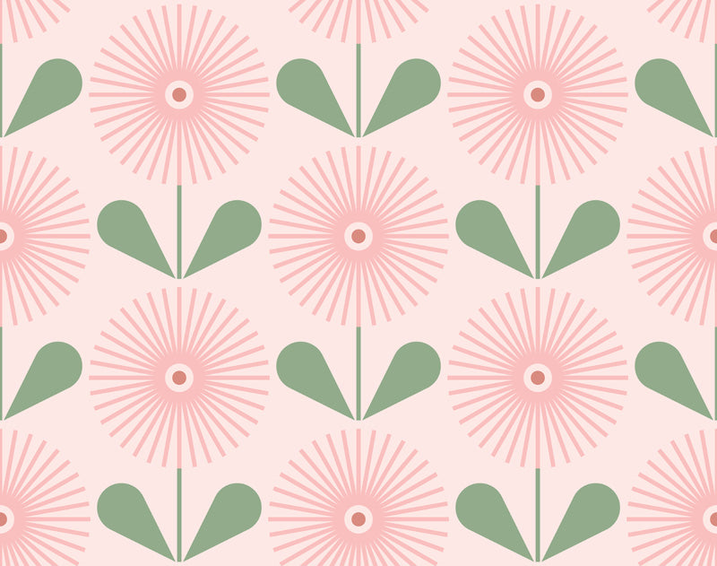 Radiant Petal – Soft Retro Floral Wallpaper