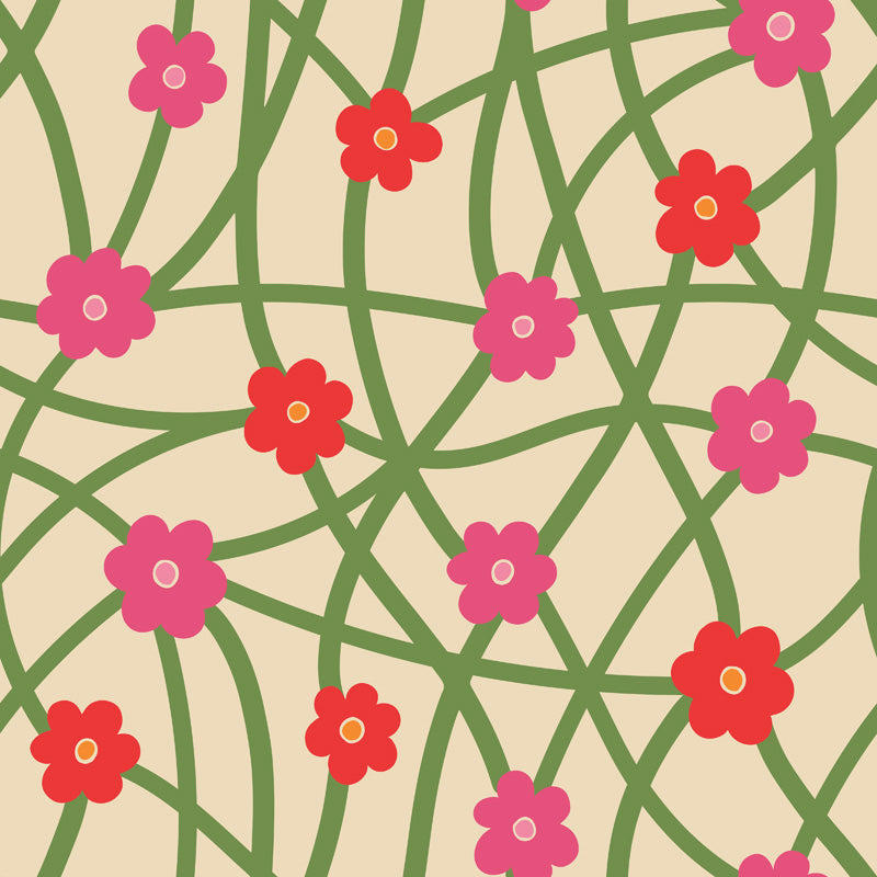 Playful Petals Floral Wallpaper – Colourful Botanical Design
