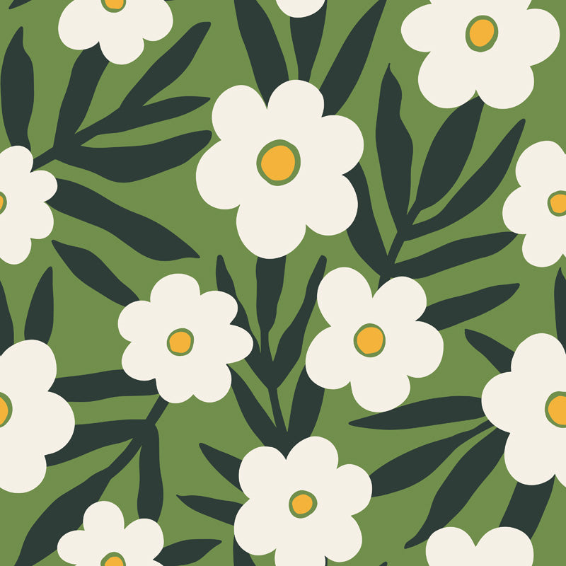 Daisy Meadow Floral Wallpaper – Fresh Botanical Design