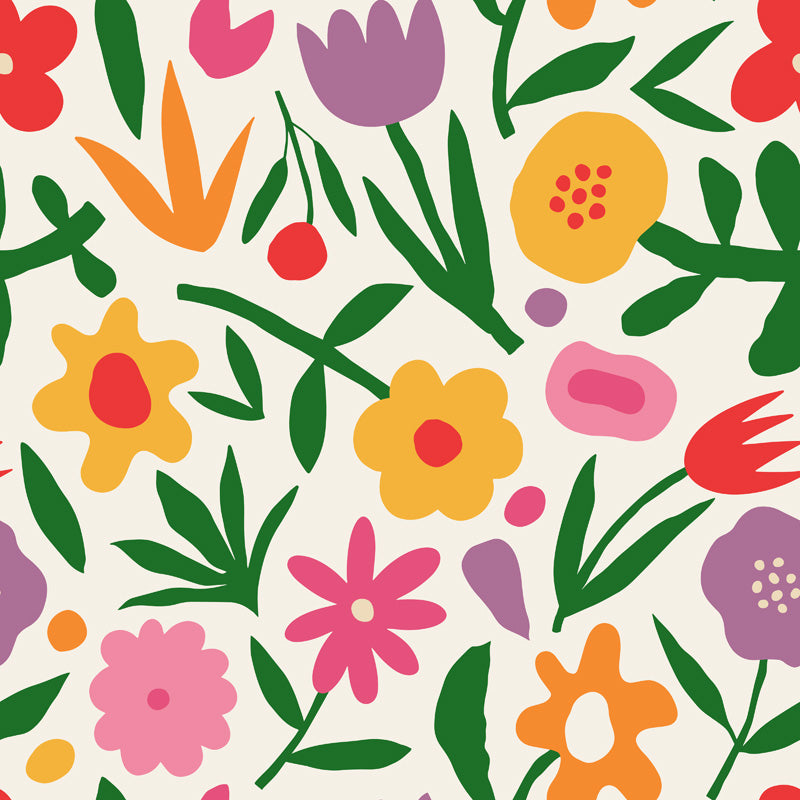 Happy Meadow Floral Wallpaper – Colourful Botanical Design