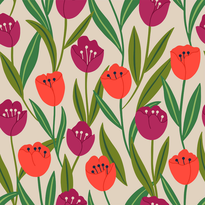 Tulip Harmony Floral Wallpaper – Modern Botanical Design