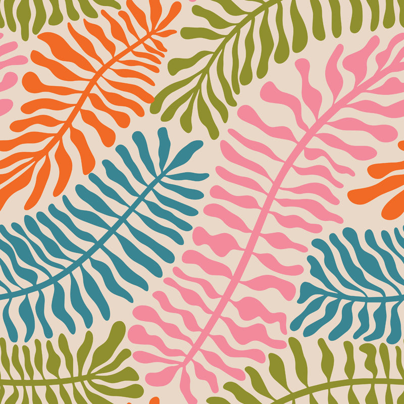 Fern Parade Botanical Wallpaper – Playful Leaf Design