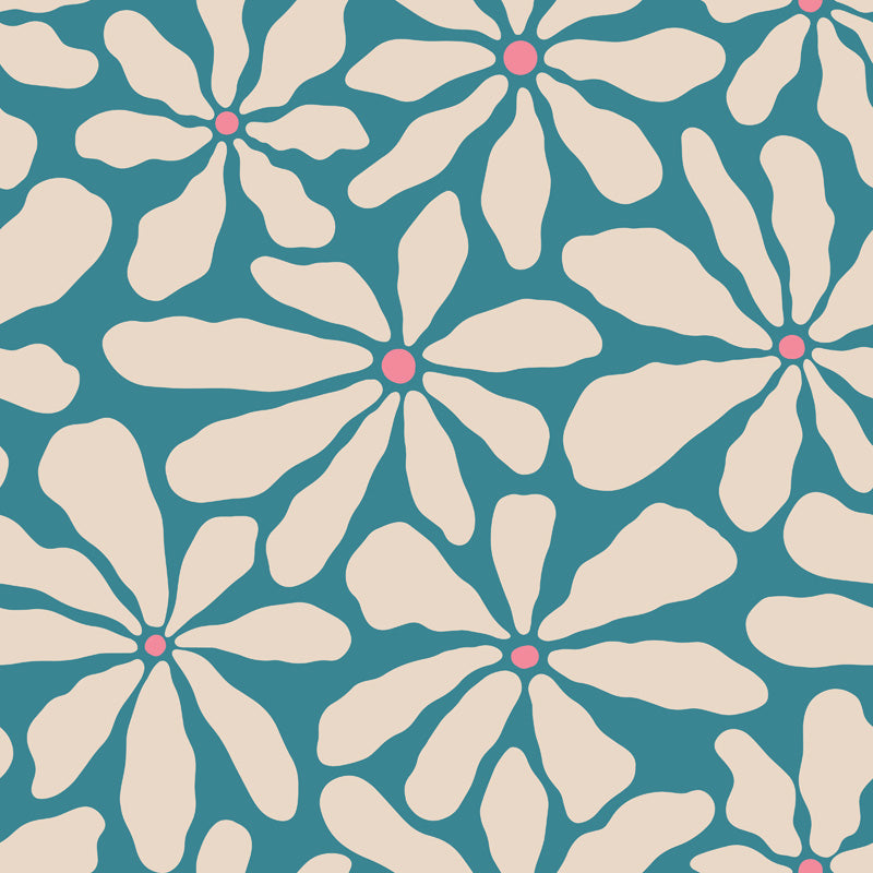 Retro Bloom Floral Wallpaper – Bold Graphic Design