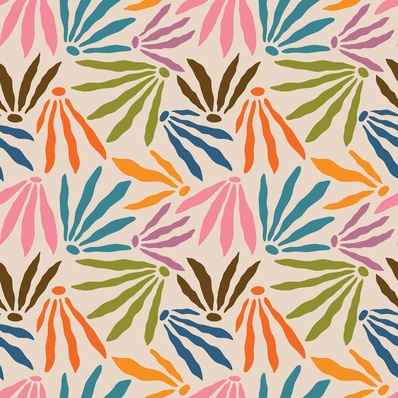 Radiant Bloom Floral Wallpaper – Playful Botanical Pattern