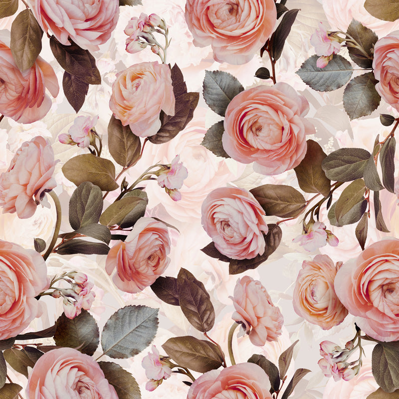 Blush Garden Roses Wallpaper – Romantic Floral Pattern