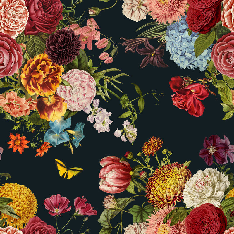 Grand Midnight Floral Wallpaper