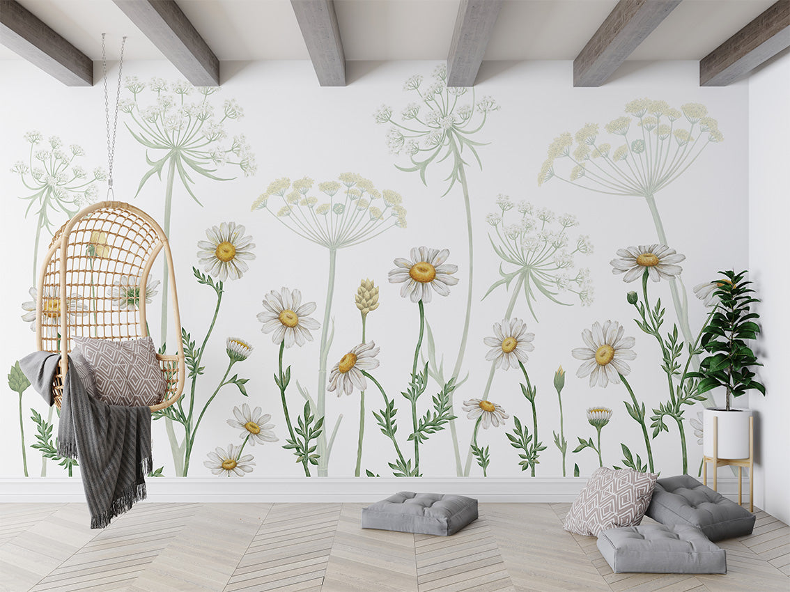 Field of Daisies Floral Wallpaper Mural