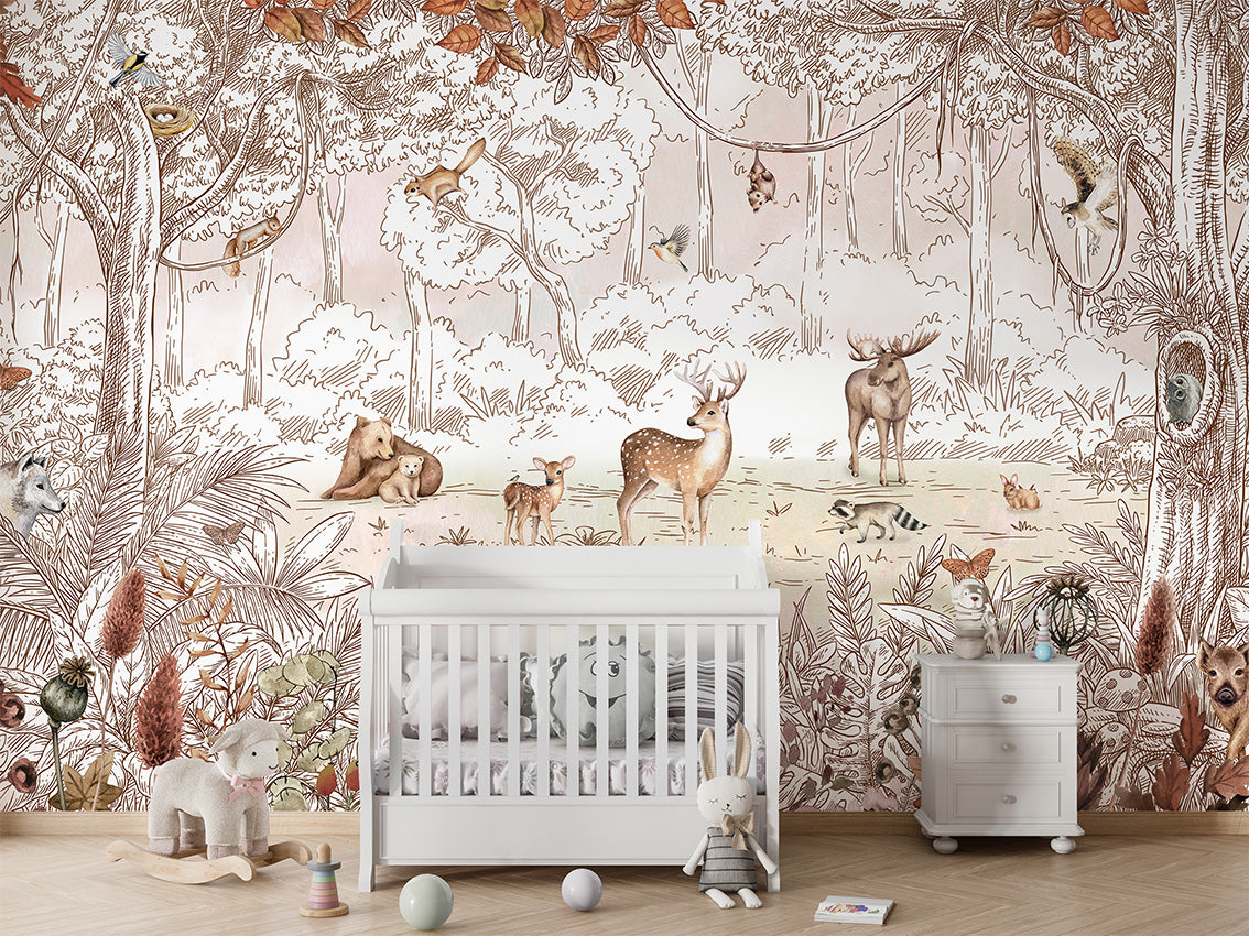 Forest Friends Autumn Wallpaper Mural
