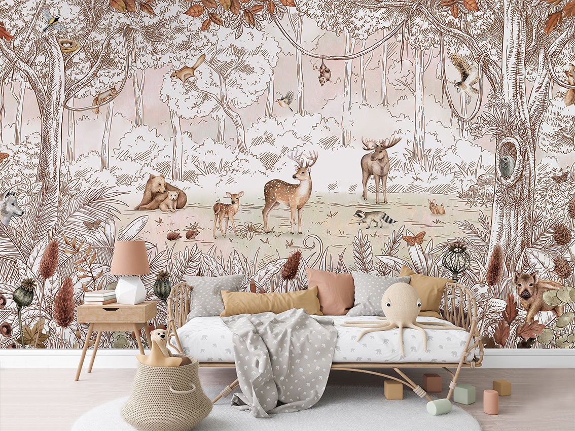 Forest Friends Autumn Wallpaper Mural