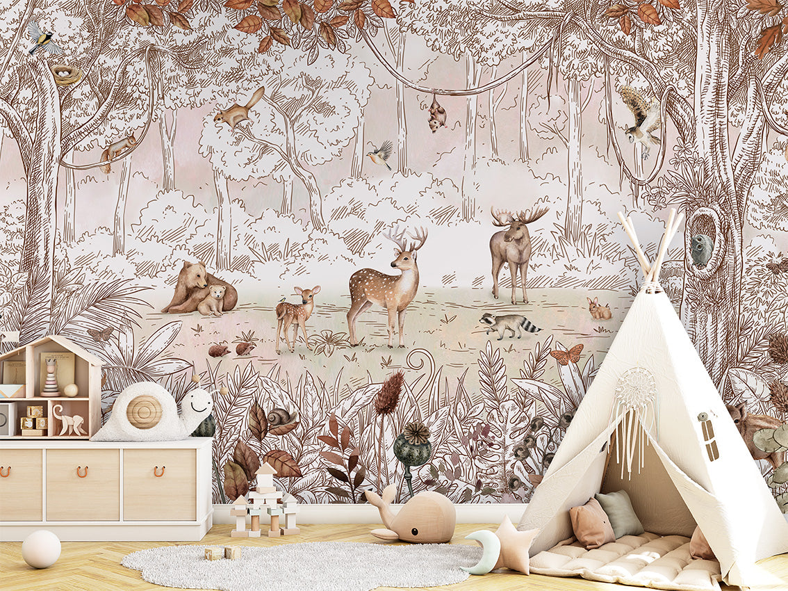 Forest Friends Autumn Wallpaper Mural