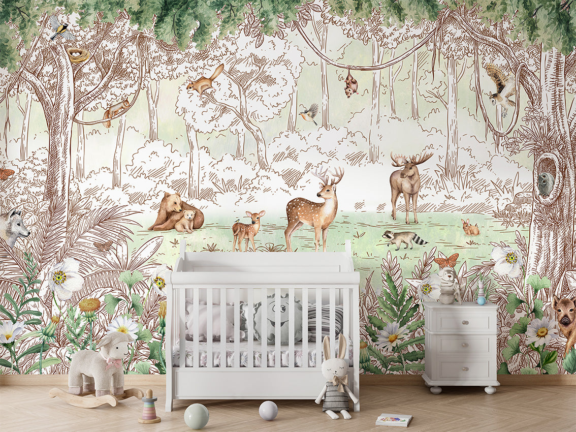 Forest Friends Spring Wallpaper Mural