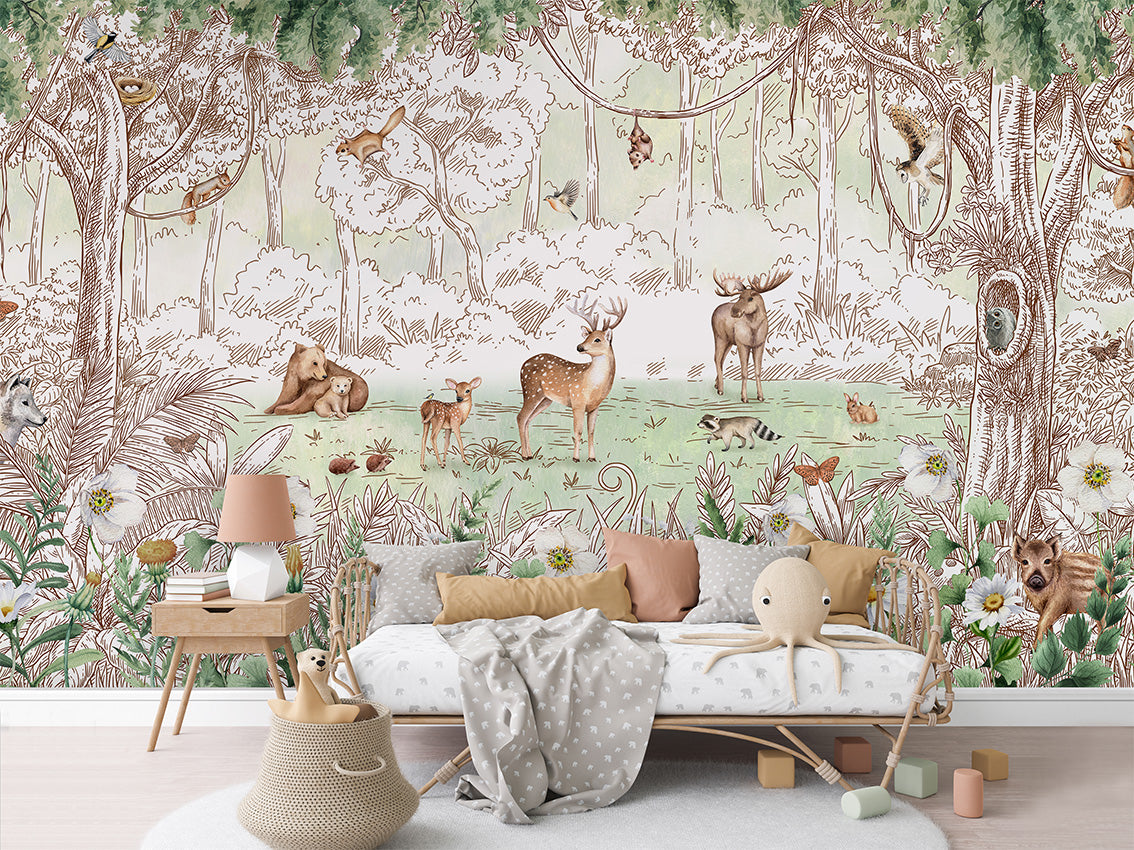 Forest Friends Spring Wallpaper Mural