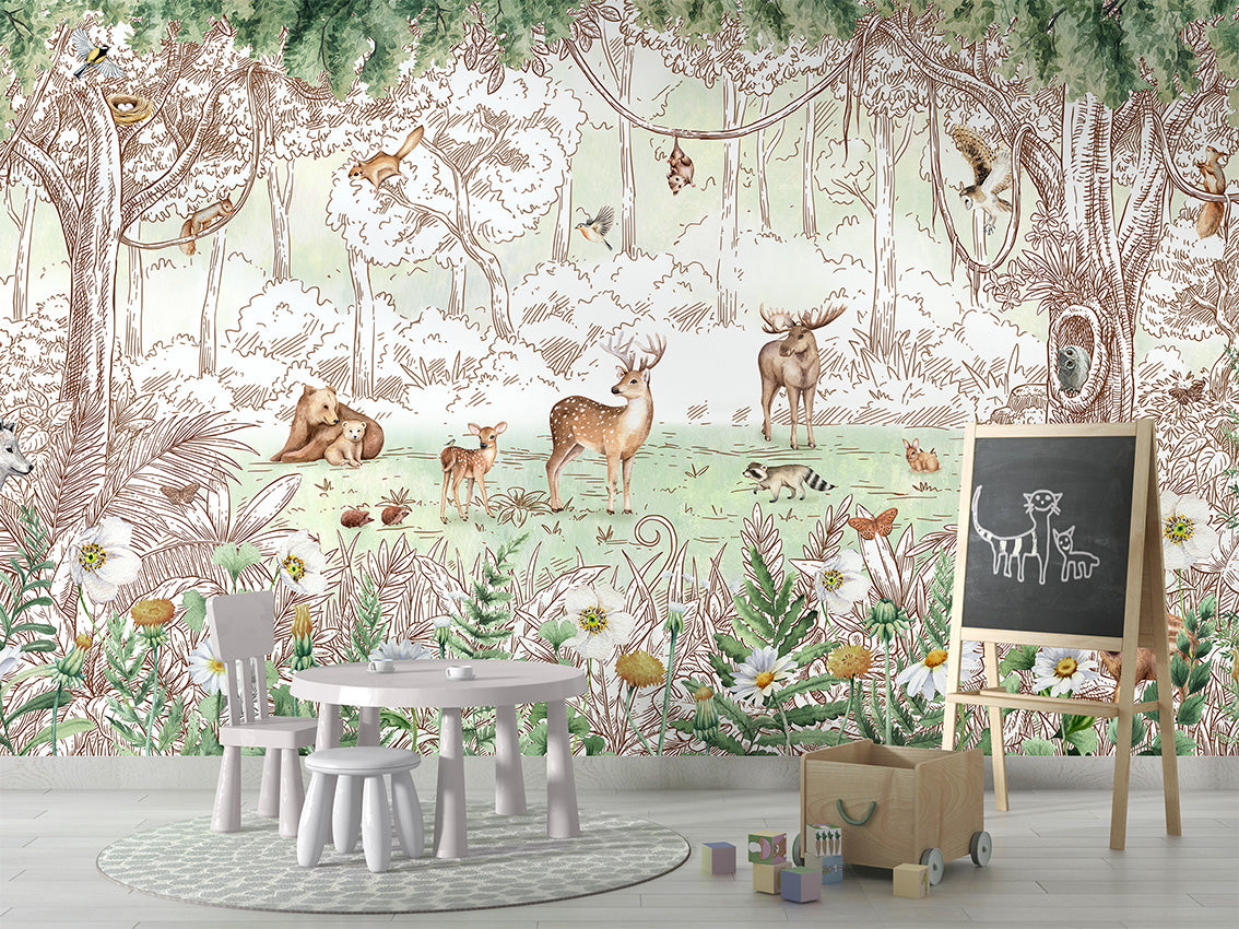 Forest Friends Spring Wallpaper Mural