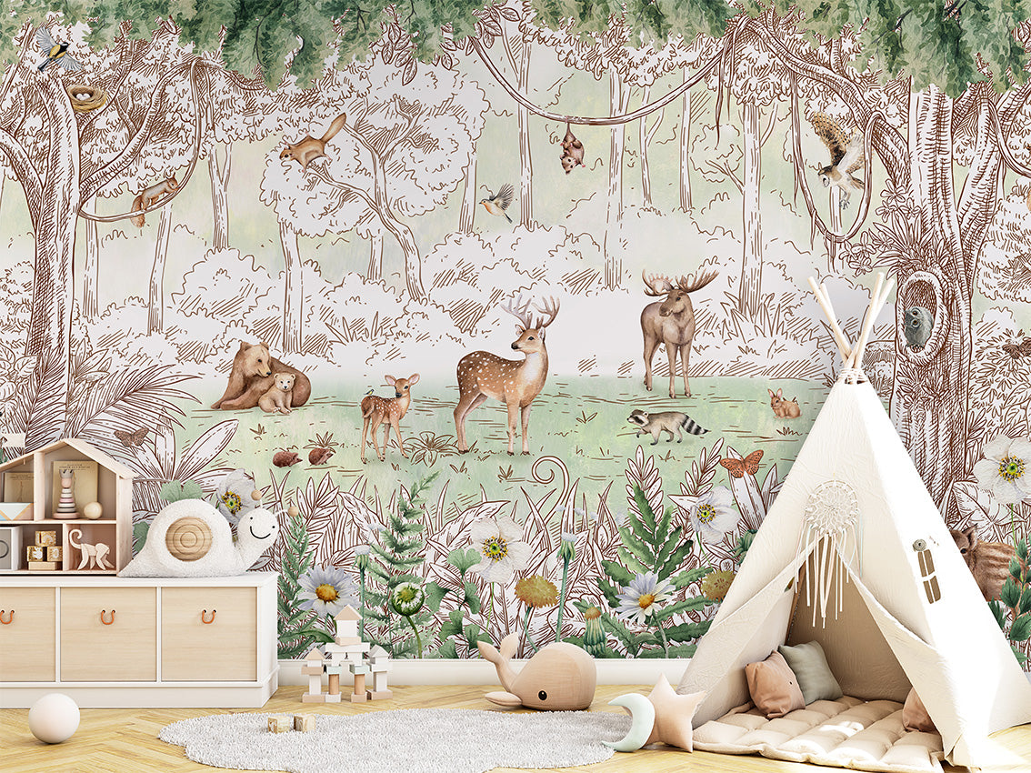 Forest Friends Spring Wallpaper Mural