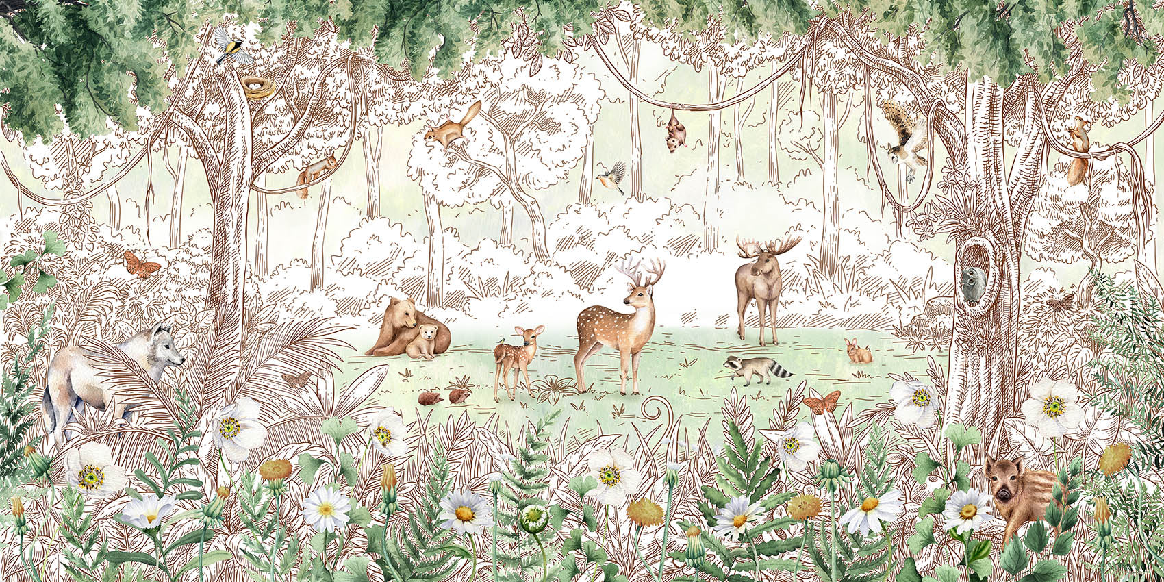 Forest Friends Spring Wallpaper Mural