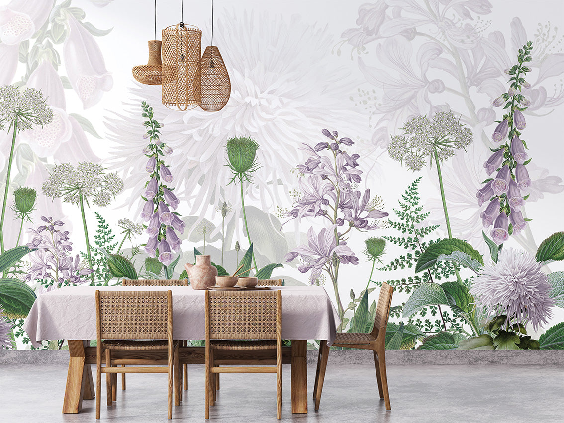 Foxglove Flowers Floral Botanical Wallpaper Mural