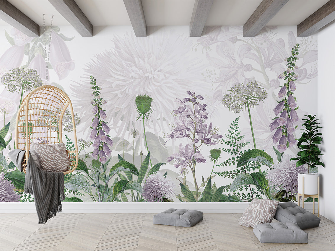 Foxglove Flowers Floral Botanical Wallpaper Mural