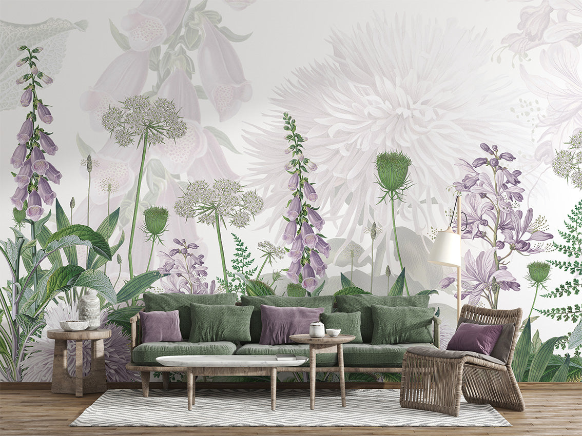 Foxglove Flowers Floral Botanical Wallpaper Mural