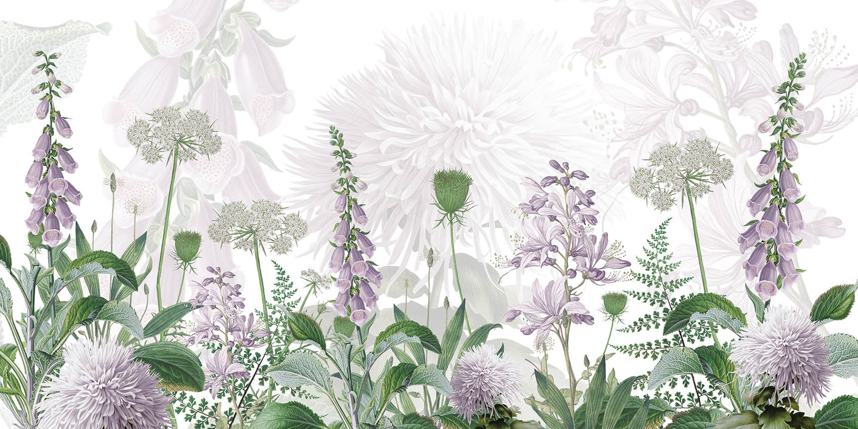 Foxglove Flowers Floral Botanical Wallpaper Mural