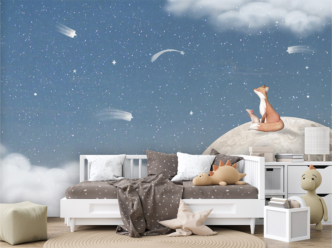 Fox on the Moon Wallpaper Mural