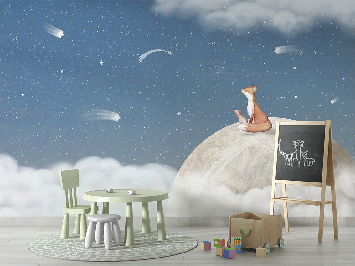 Fox on the Moon Wallpaper Mural