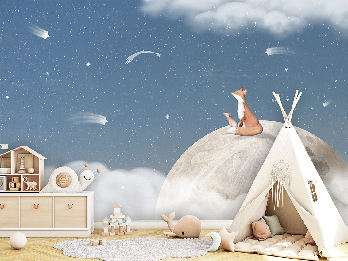 Fox on the Moon Wallpaper Mural