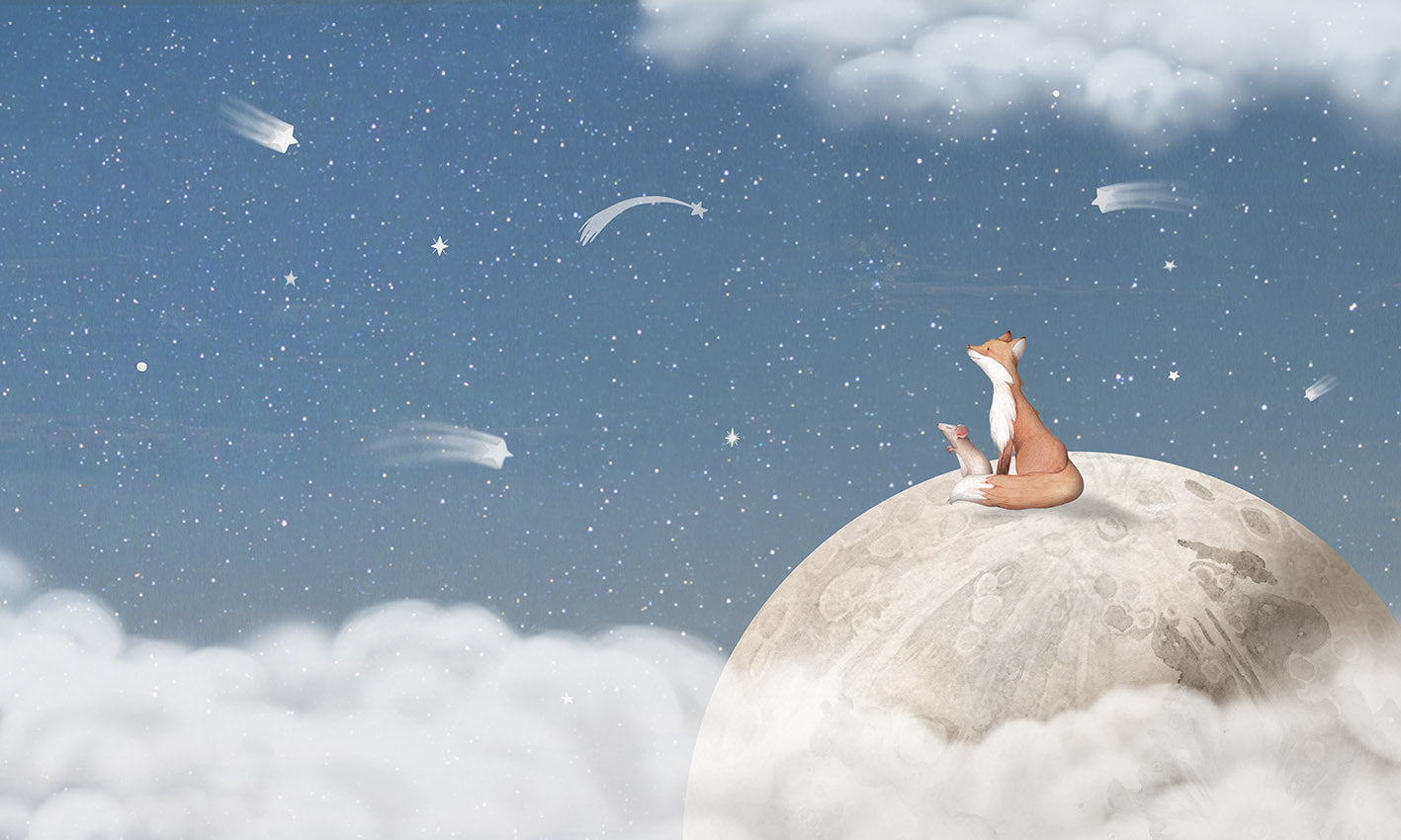 Fox on the Moon Wallpaper Mural