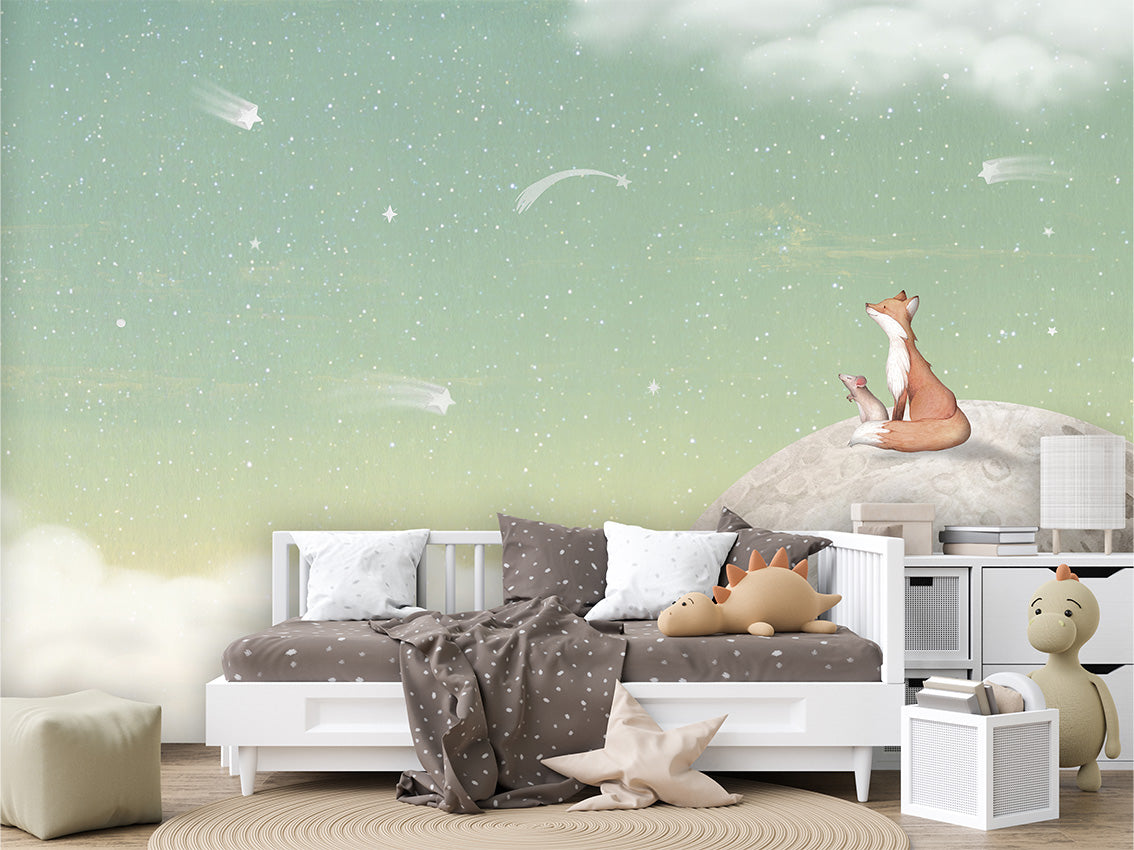 Fox on the Moon Wallpaper Mural
