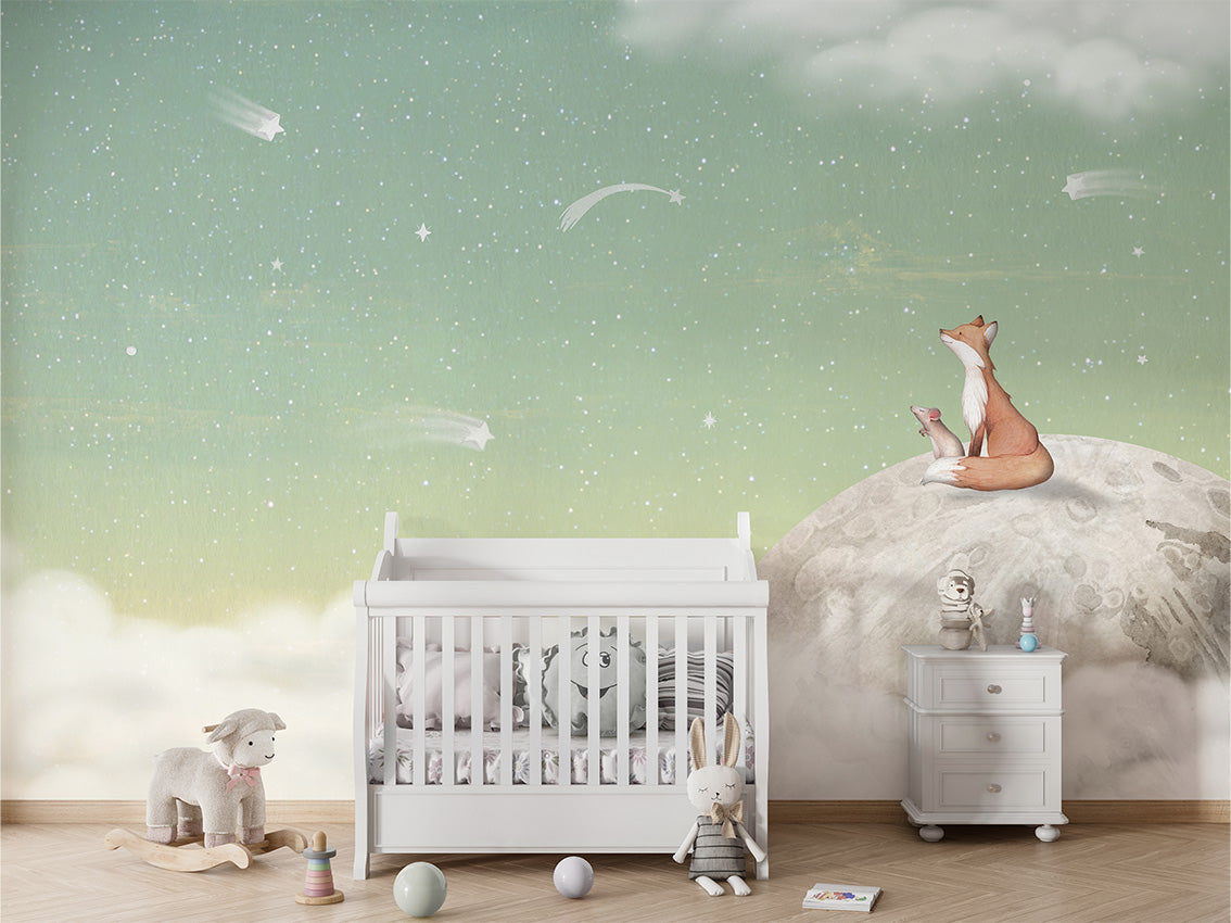 Fox on the Moon Wallpaper Mural