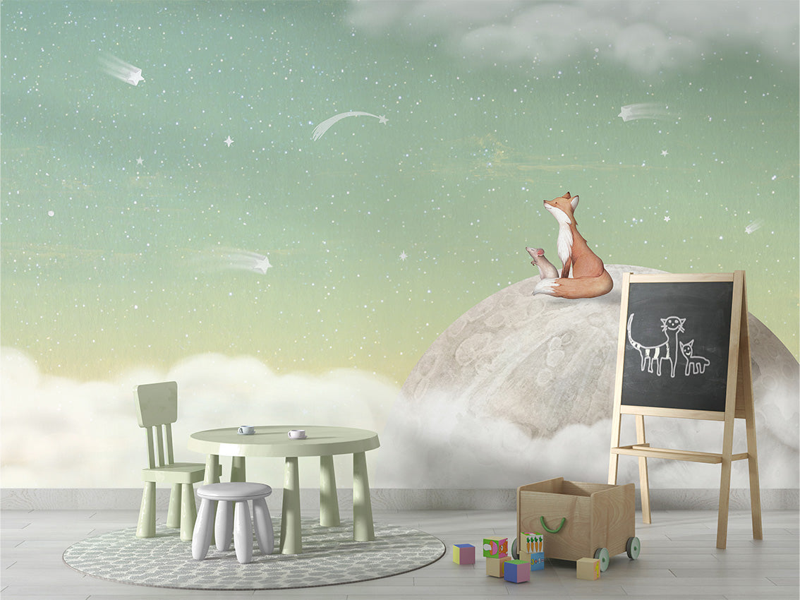 Fox on the Moon Wallpaper Mural