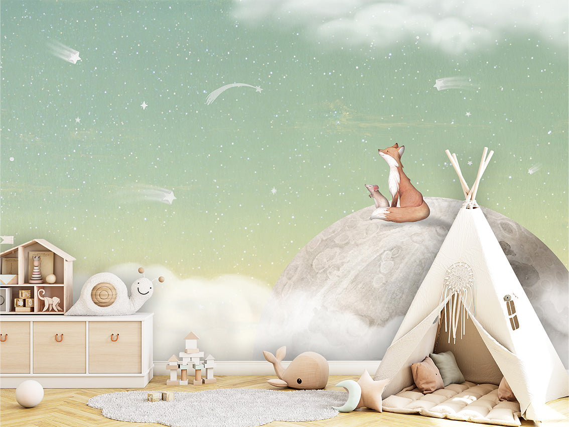 Fox on the Moon Wallpaper Mural