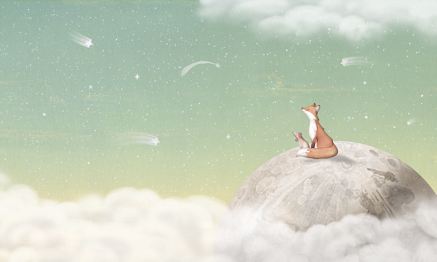 Fox on the Moon Wallpaper Mural