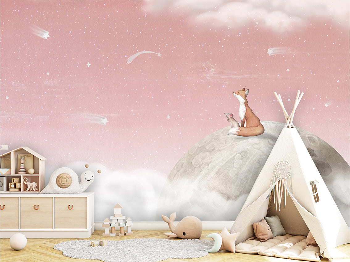 Fox on the Moon Wallpaper Mural