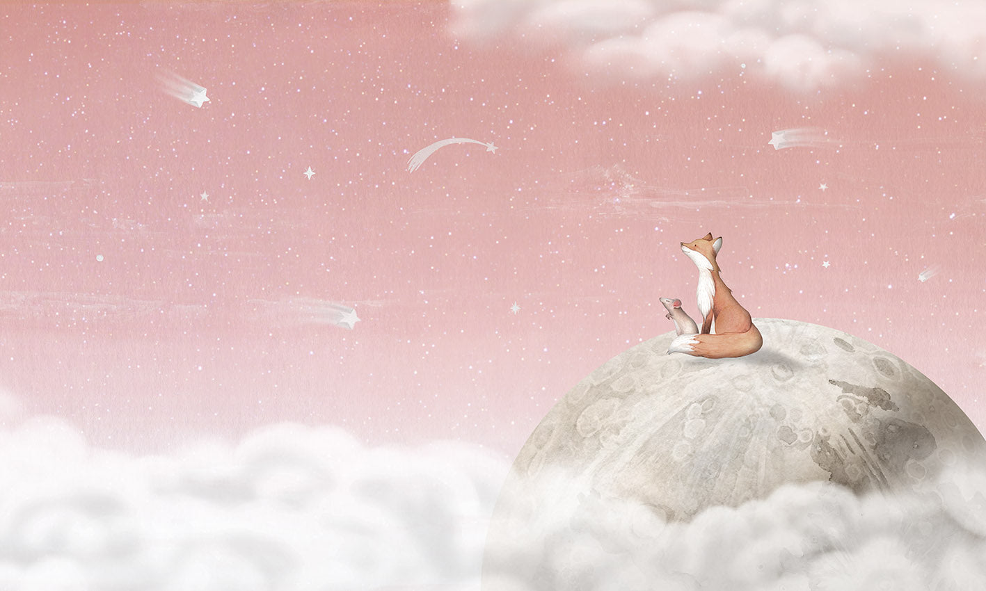 Fox on the Moon Wallpaper Mural