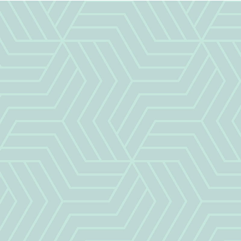 Light blue geometric wallpaper pattern with wavy lines on a light blue background